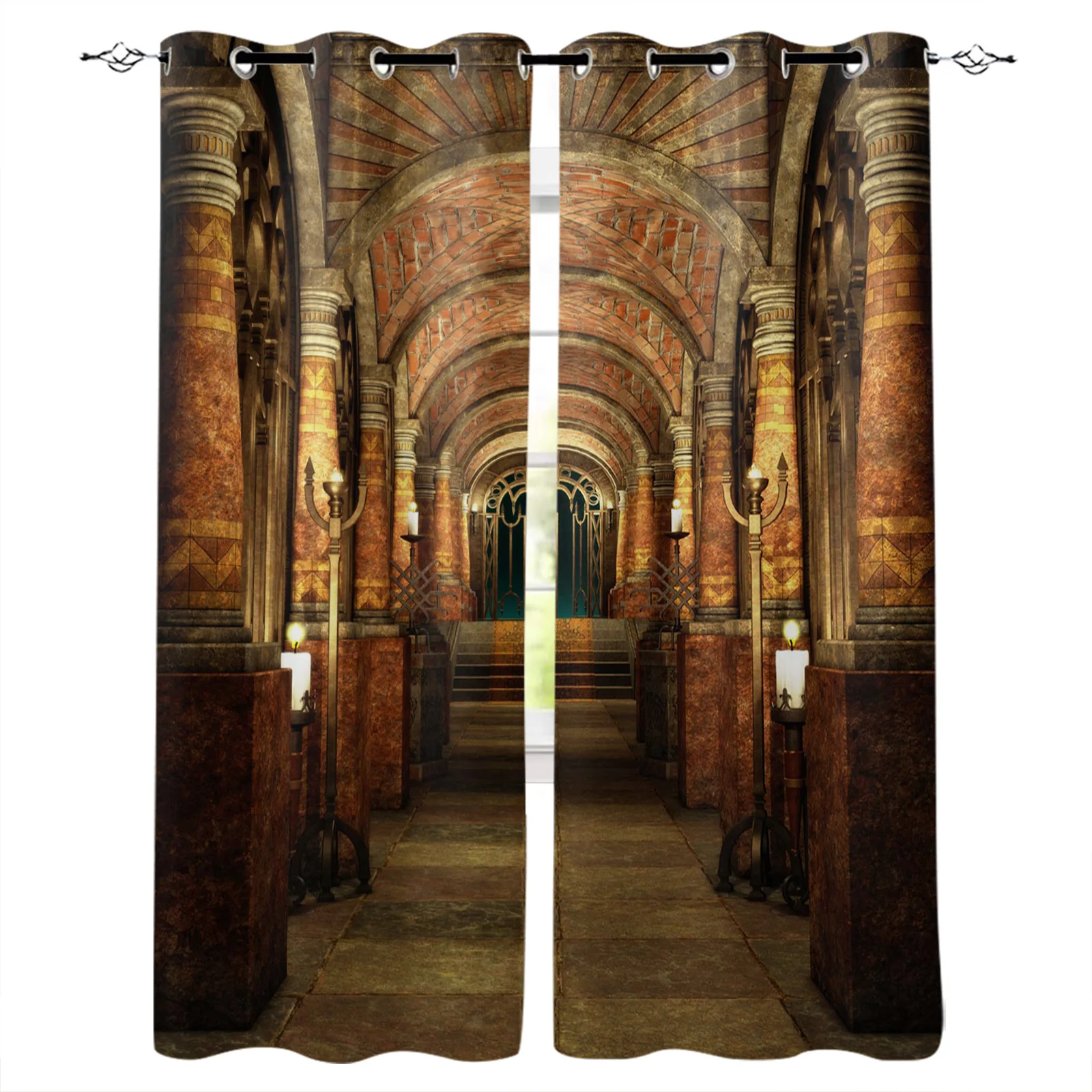 

Corridor Palace Ancient Building Blackout Curtains Window Curtains for Bedroom Living Room Decor Window Treatments