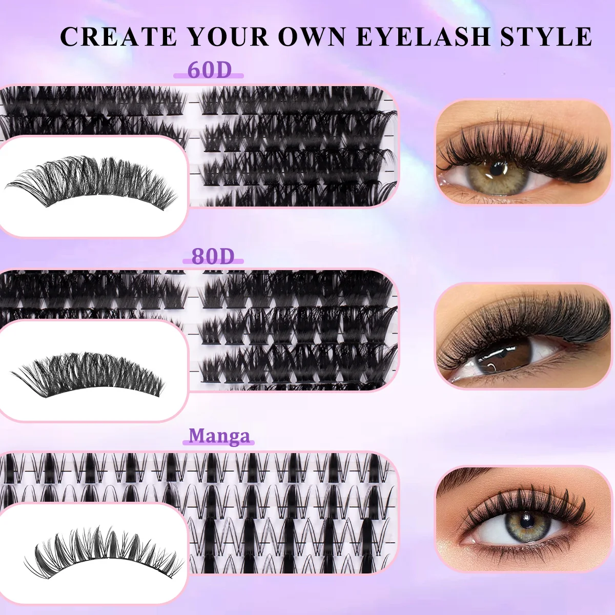 Faux Mink Individual Lash Kit with Bond and Seal for DIY Eyelashes