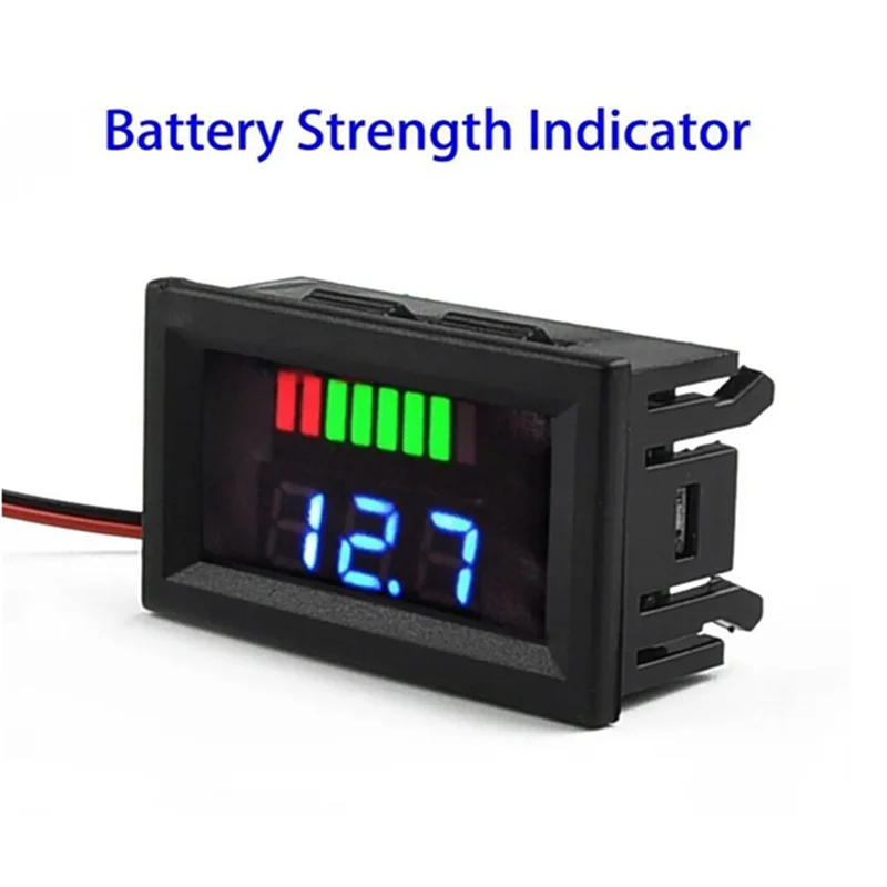 Battery Tester 12V 24V 36V 48V 60V Car Battery Charge Level Indicator Lithium Battery Capacity Meter Display LED Voltmeter