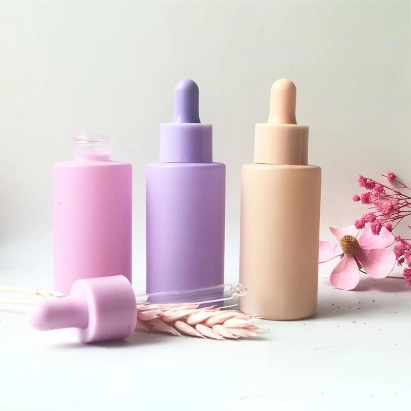 NEW 40ml Colorful frosted dropper bottle Glass Aromatherapy Liquid Massage Oil pipette bottle refillable bottles travel Perfume