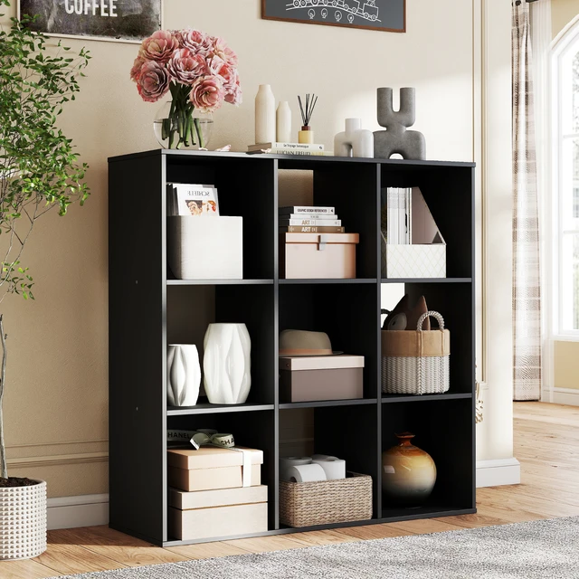 JHK 9 Cube Storage Organizer Wooden Shelf Bookcase Open Bookshelf for Display Storage Bookcase