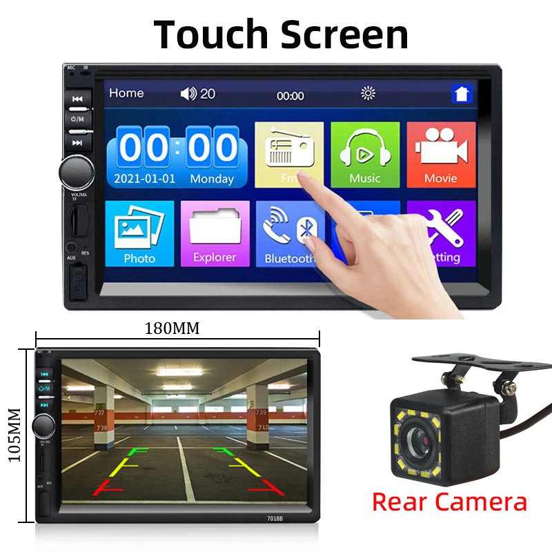 2 Din Car Radio Bluetooth Stereo Receiver
