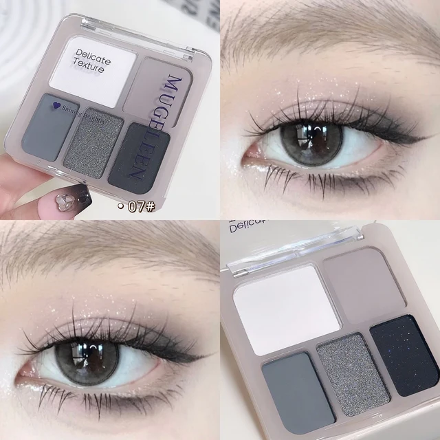 5-Color Punk Smokey Eyeshadow Palette Silvery Black Matte Shimmer Nude Pink Eye Shadow Lasting Halloween Eye Makeup Cosmetics