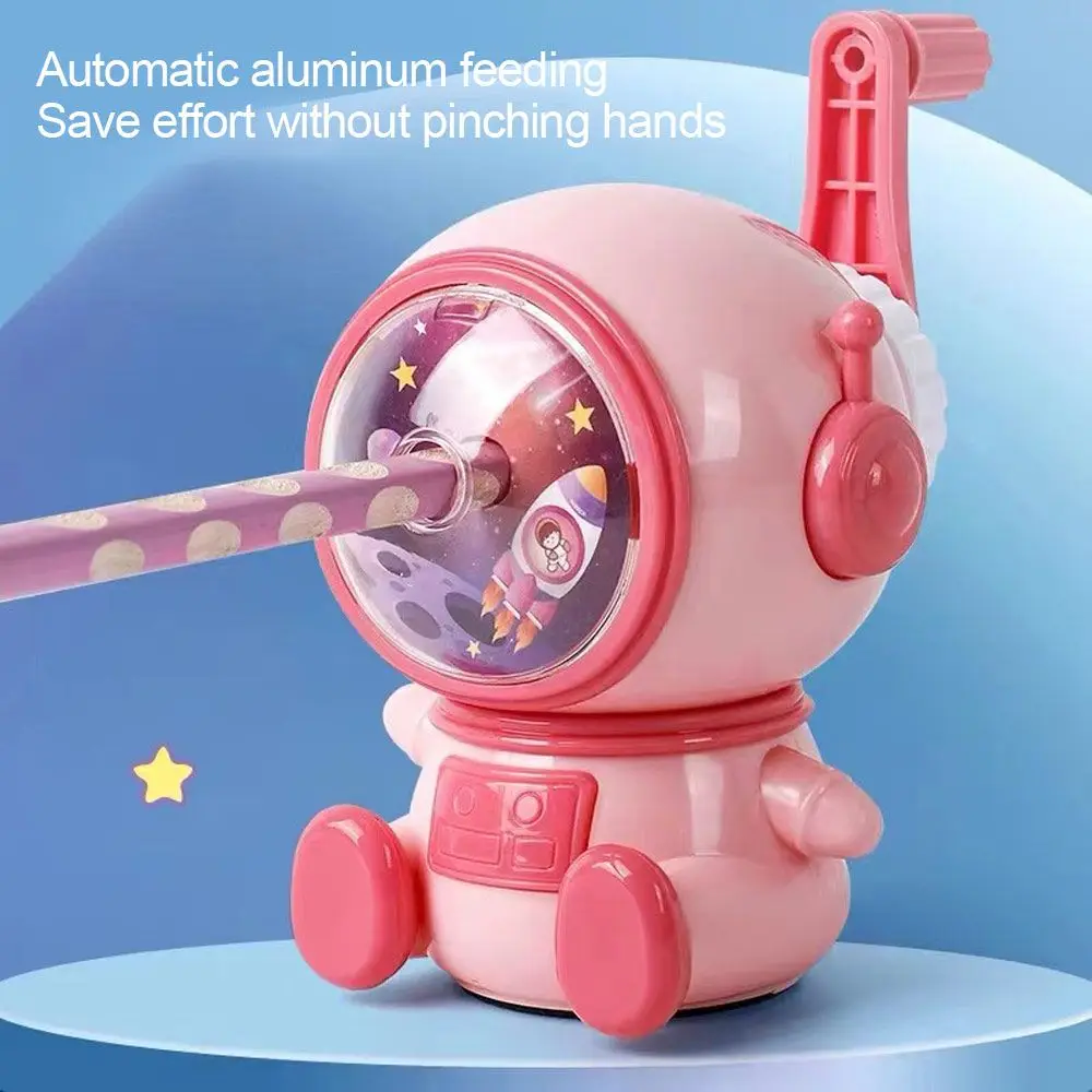 Pencil Sharpener Third Gear Adjustable Astronaut Automatically Enters Lead Cute Cartoon Hand-cranked Mechanical Tool Office