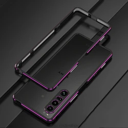 Luxury Ultra - Thin Metal Case with Dual Film Protection - Premium Aluminum Bumper for Xperia 1 VI (JZH Purple Black)