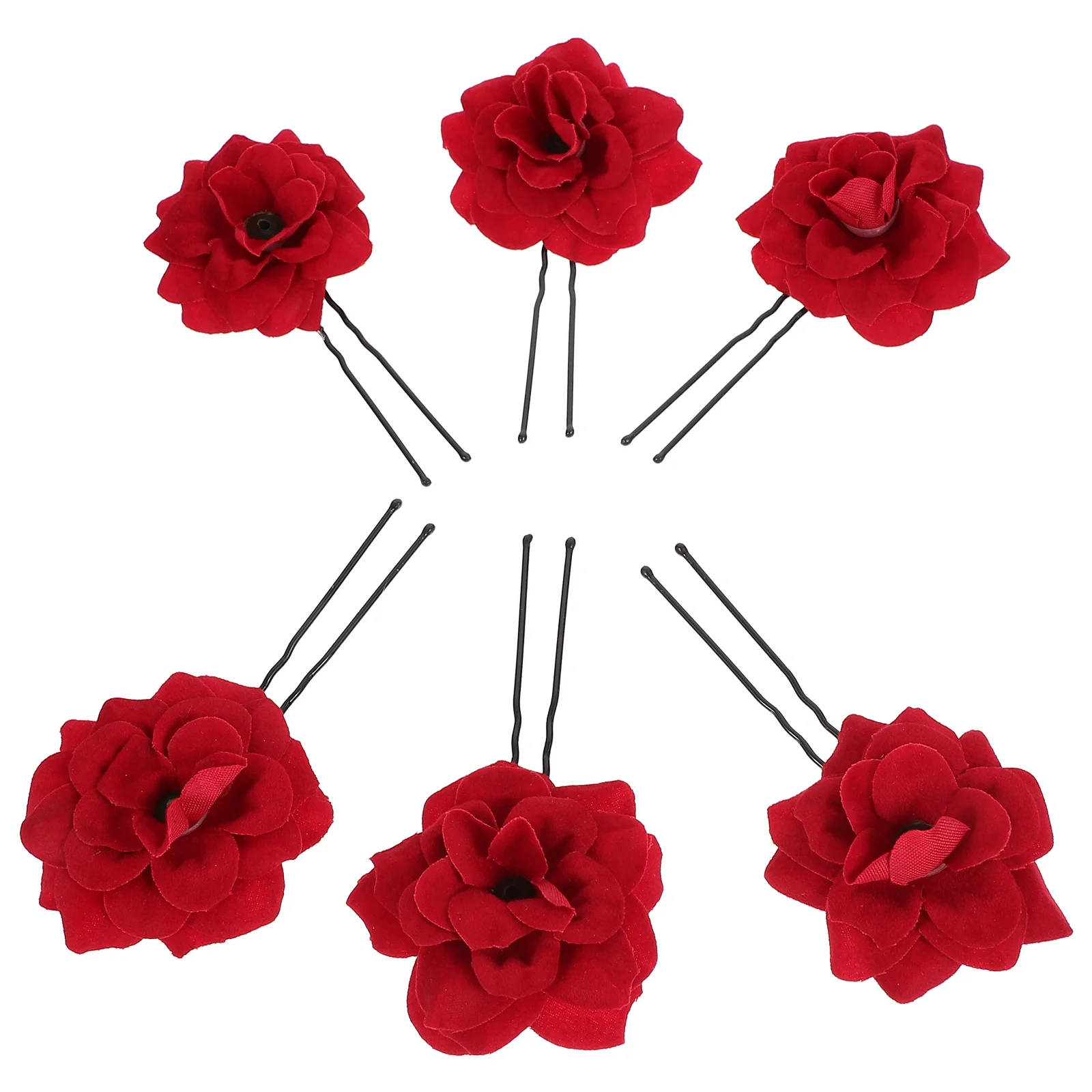 

6pcs/5pcs Rose Flower U-shaped Hair Pins Wedding Hair Accessories Flowers Bridal Hair Clips for Women Headpieces