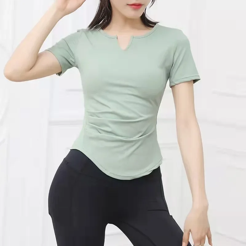 Solid Women Yoga Shirts Sports Crop Tops Gym Padded Tight Training T-shirts Slim Fitness Workout Shirts Quick Dry Running Tops sports t shirt yoga top yoga shirt sports shirt