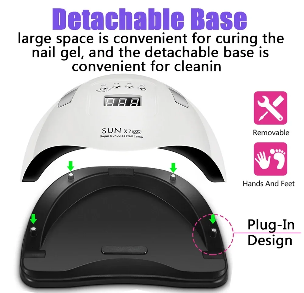 UV LED Nail Lamp 114W Nail Dryer with 4 Timer Settings Quick Drying 57 LEDs Manicure Lamp for Curing All Gel Nail Polish 5