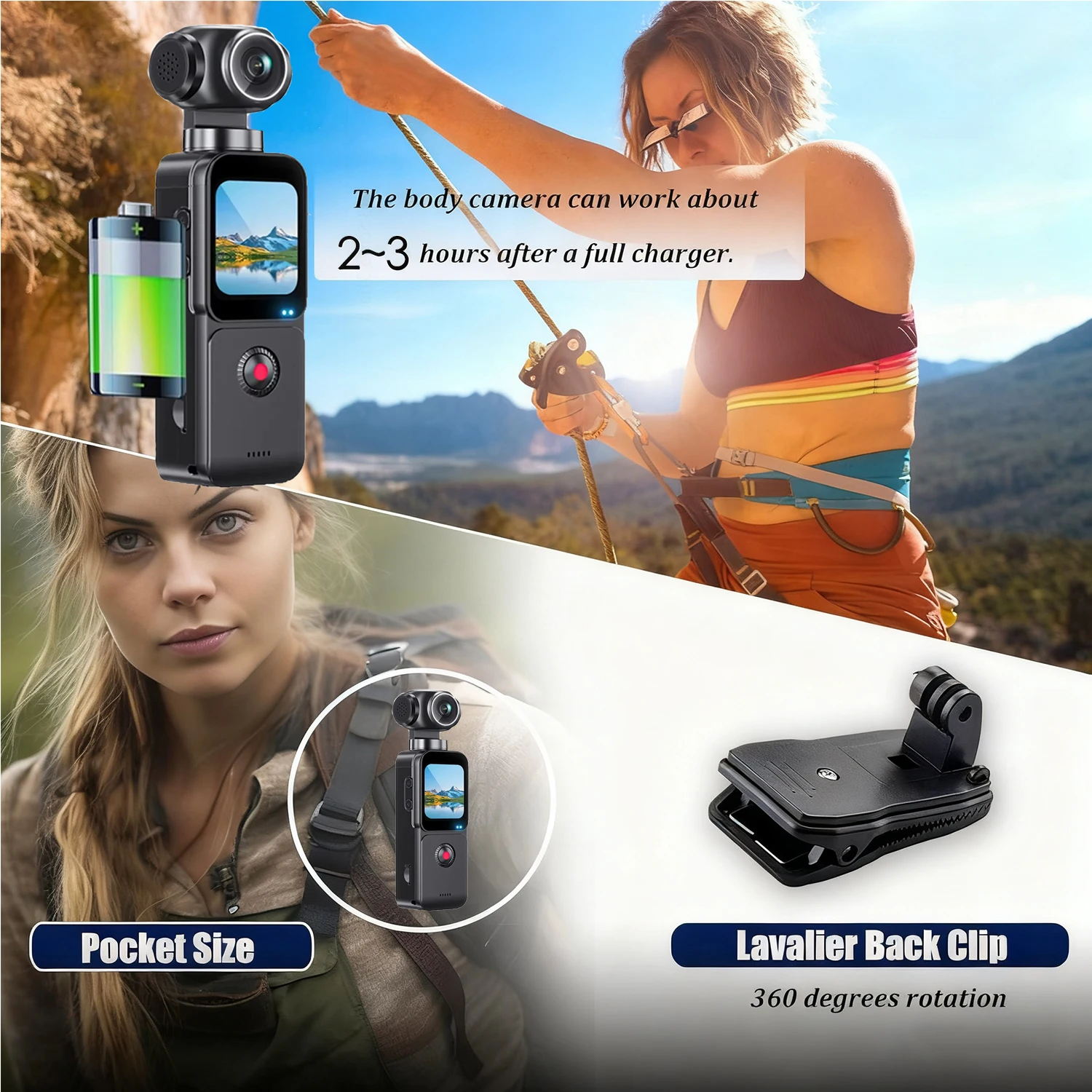 Caméra Action 4K Écran Tactile 270° Rotative Stabilisée EIS
