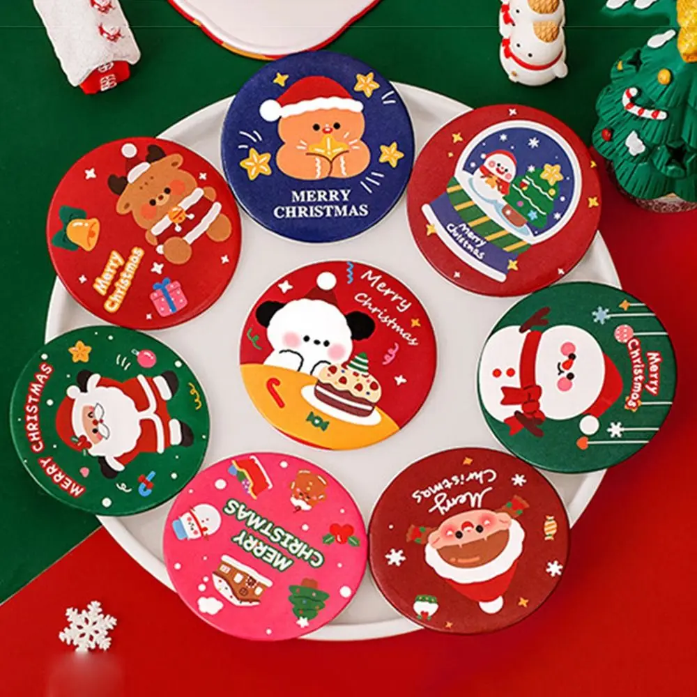 High Definition Compact Pocket Mirror Round Easy To Carry Pocket Make-up Mirror Christmas Cartoon Vanity Mirror Cosmetic Tool