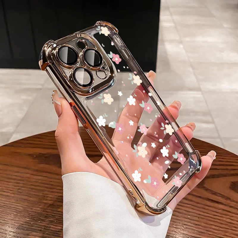 Floral Leaf Plating Camera Protective Phone Case