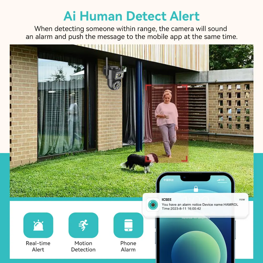 4K 8MP PTZ Wireless WiFi Surveillance Camera Dual Screen IP66 Waterproof Outdoor CCTV Security Camera AI Human Detection iCSee 4