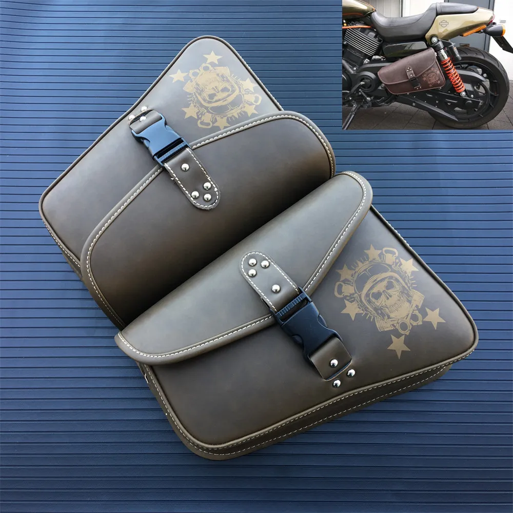 Sac De Selle En Cuir PU Noir Pour Moto, 1 Pièce, Sacoche De Selle Universelle Pour Harley Sportster~p120792886