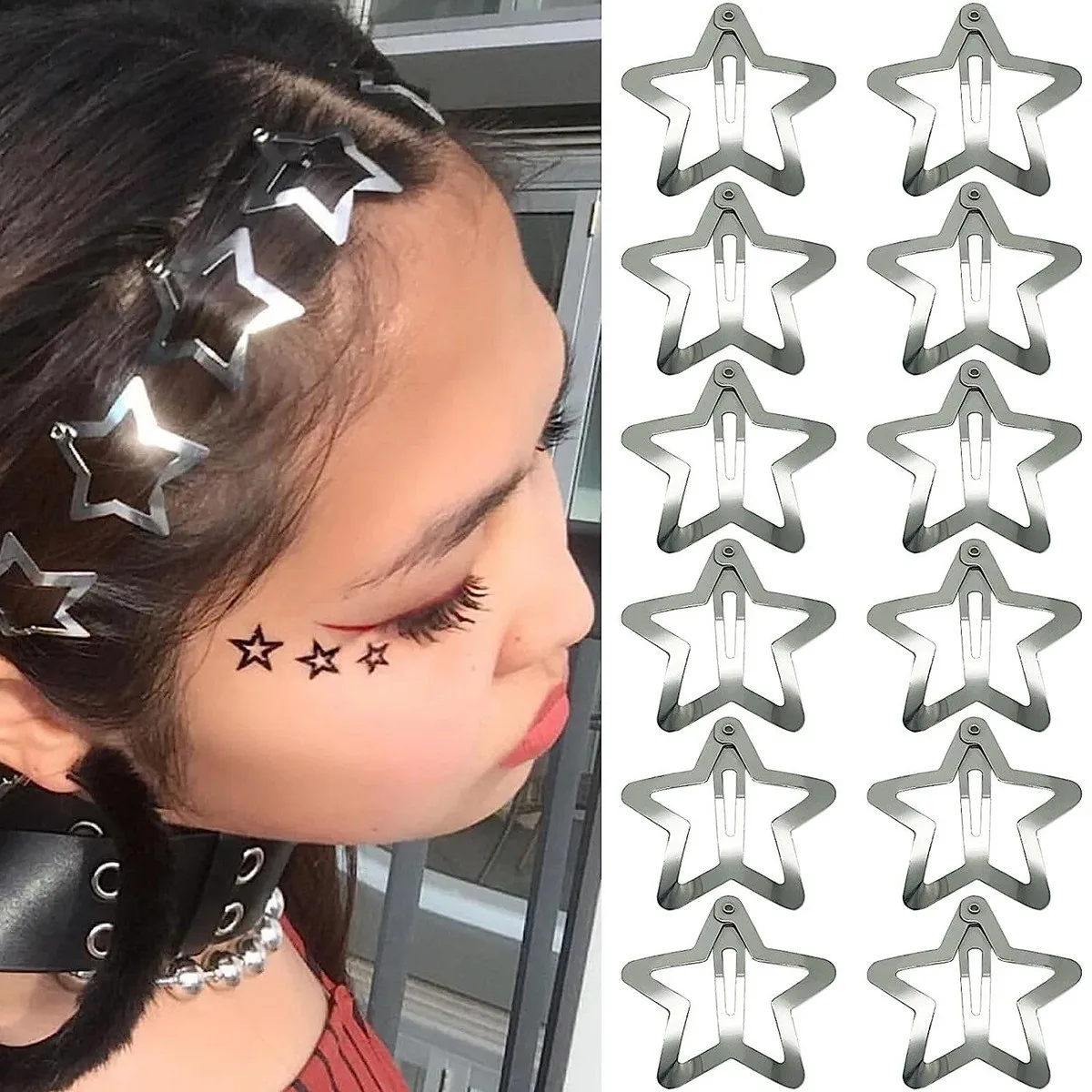 Y2K 3,2 cm Stern Haarspange Ins Stil Metallic Sweet Cool Clip Silber Pentagramm Bb Clip Zubehör