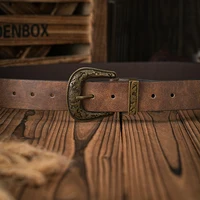 Hommes - Femmes - Western Denim - cuir pu - Ceinture - Jeans vintage avec ceinture à boucle sculptée florale 4