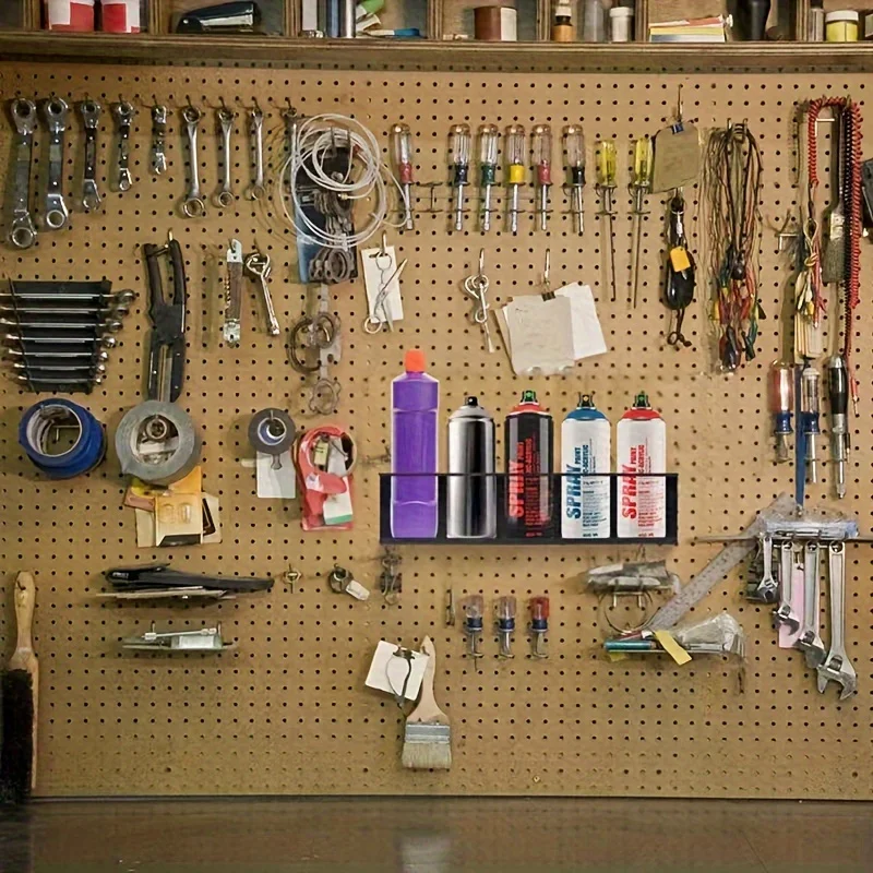 Five Cans Wall-Mounted Steel Aerosol Spray Can Holder Rack Organizer for Garage and Workspace 4