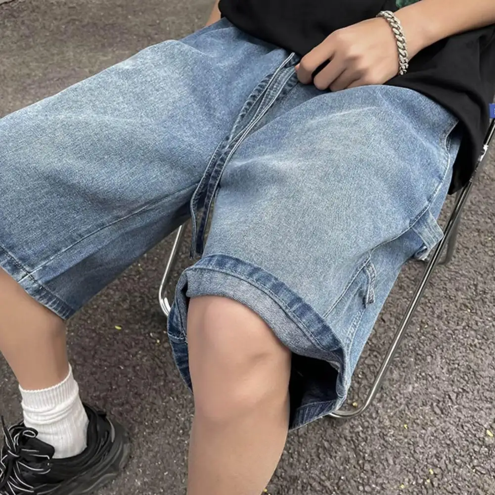 Men's Denim Shorts Jorts Pants Baggy High Blue Streetwear Hip Hop Korean Fashion Kpop Oversize Summer Clothes Vintage Unisex