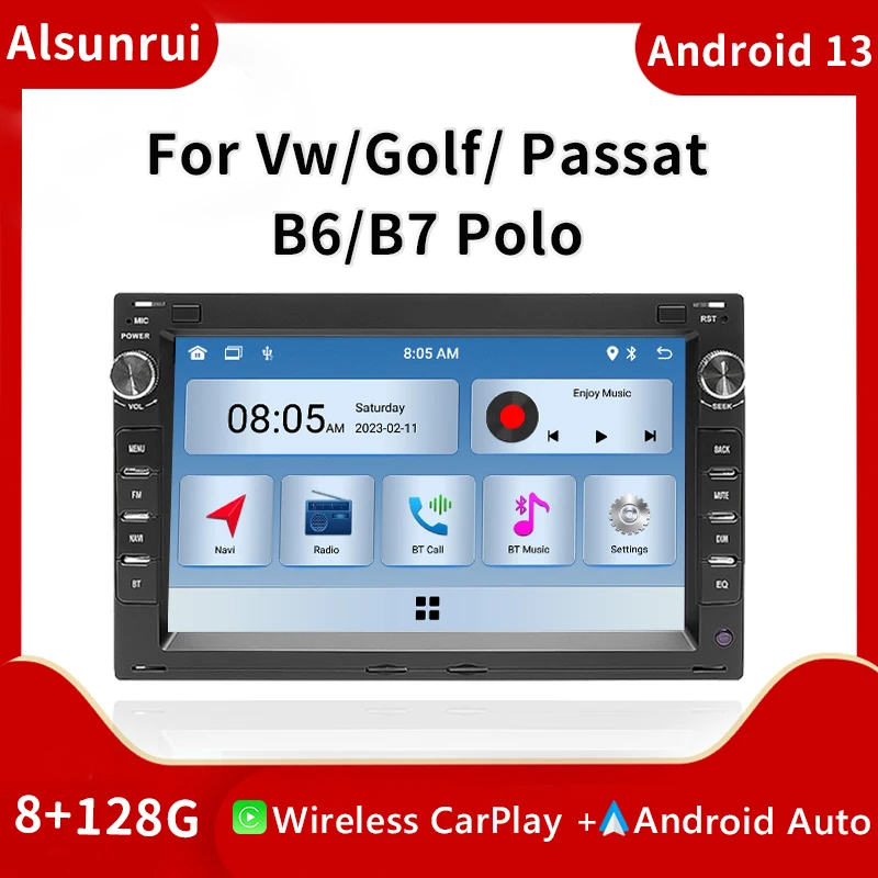 

2 Din Android 13 Car Radio For VW PASSAT B5 MK4 MK5 SHARAN Jetta Bora Polo TRANSPORT T5 CITI CHICO Multimedia GPS Audio HeadUnit