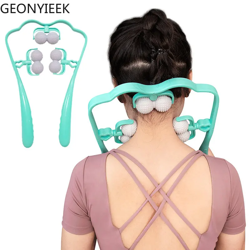 Neck Massager Therapy Neck And Shoulder Dual Trigger Point Roller Self