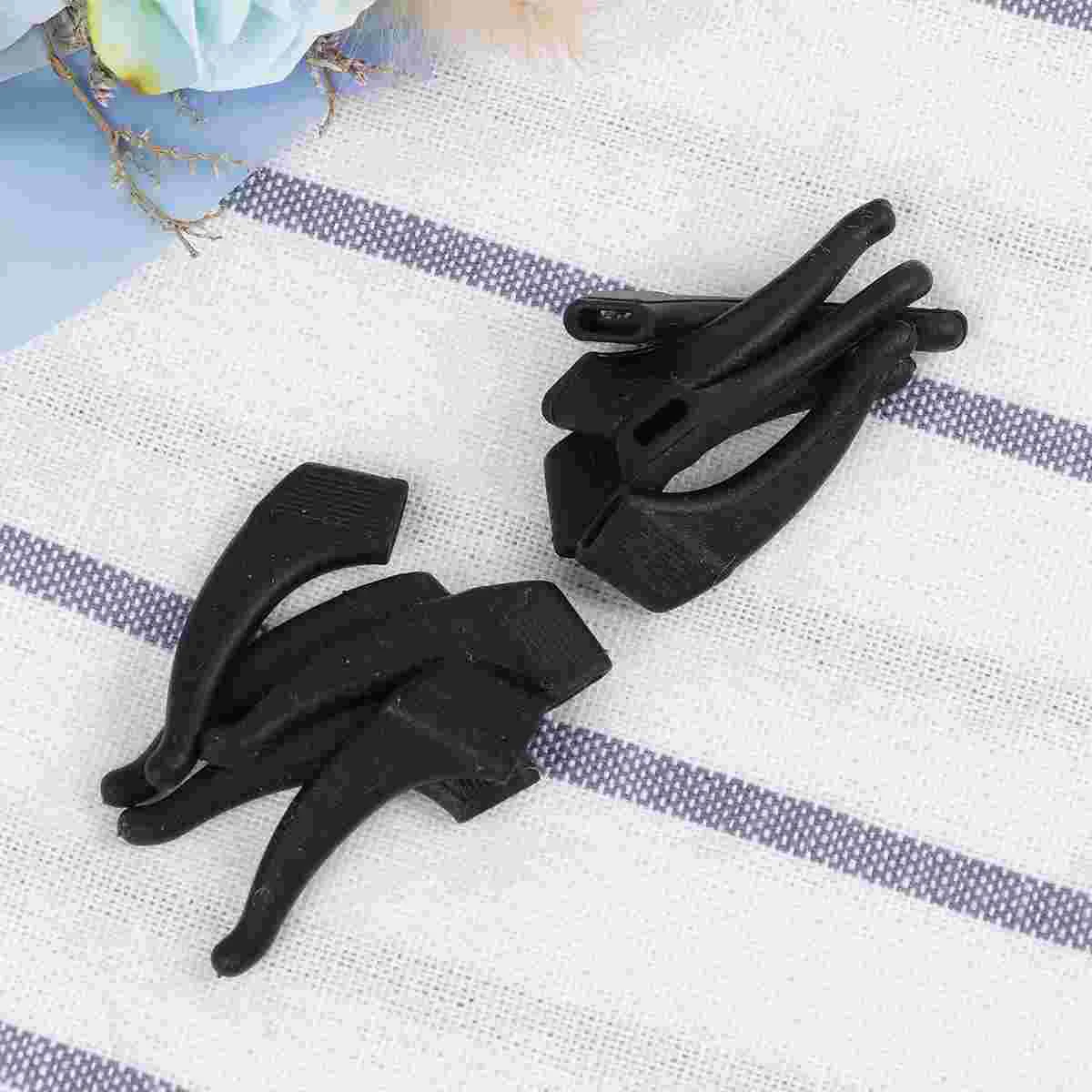 

5 Pairs of Silicone Eyeglasses Anti-skid Ear Pads for Glasses (Black)
