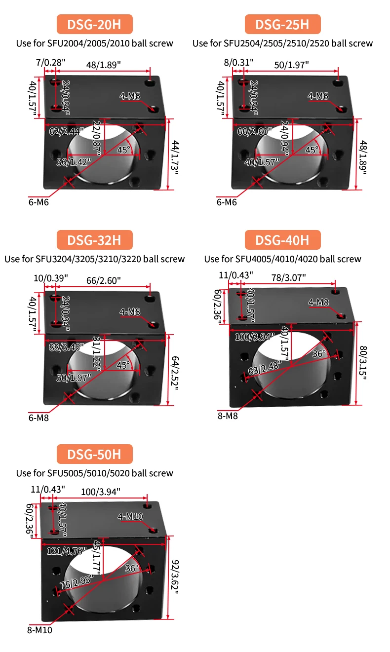 Hochpräzise Kugelumlaufspindel SFU1604/1605/1610, Länge 300-1150mm + Taumuttern + HM12-60-Gussaluminium-C5/C7 + BF12 + DSG16H + XB25*30-8*10mm – Detail 25