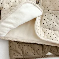 2024 Winter Infant Toddler Dots Corduroy Down & Parkas Korean Version Baby Hooded Outwear Newborn Hidden Button Thickened Coat 4