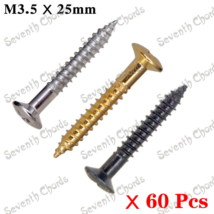 

60 Pcs M3.5*25mm Guitar Strap Lock Mount Screws/ Electric Guitar Bass Bridge Mount Screw