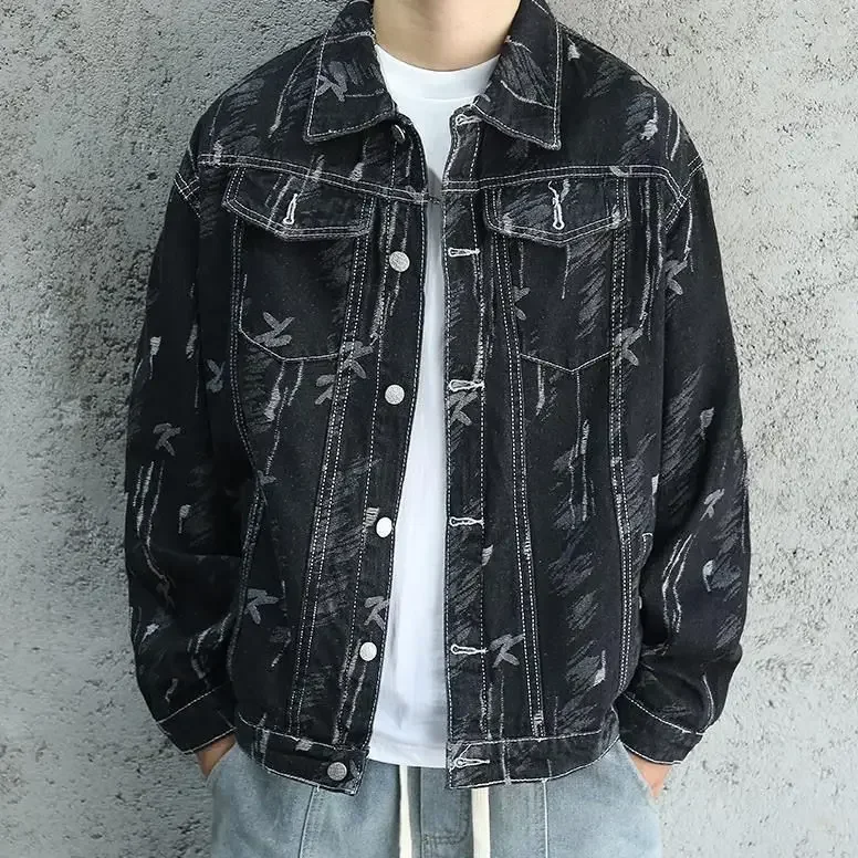 Abrigo vaquero para hombre, chaqueta vaquera azul con botones y cargo para otoño, ropa Joker al por mayor de bajo coste al precio más bajo, lavado Rock