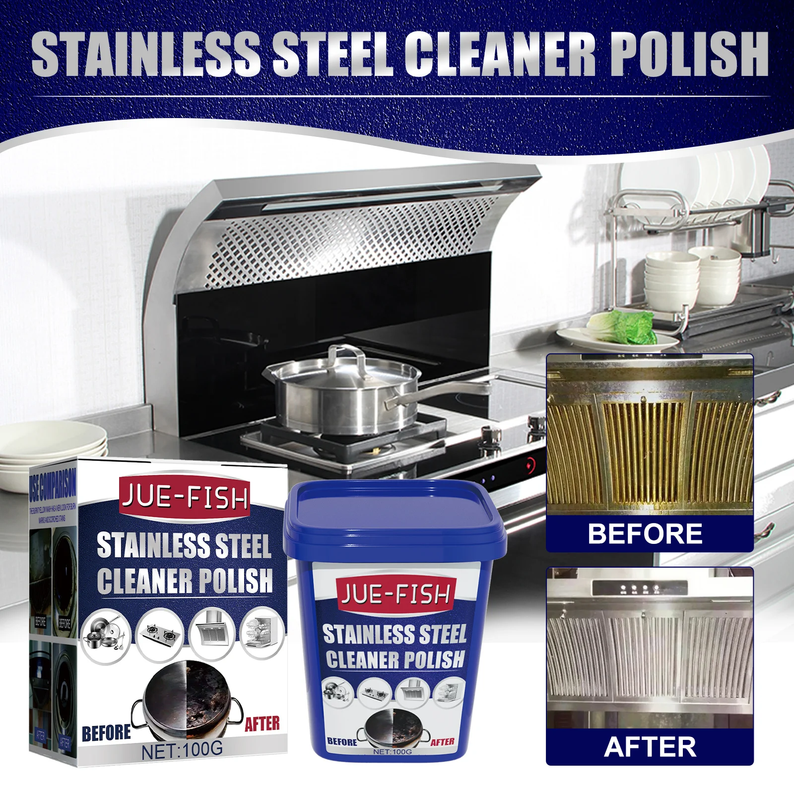Stainless Steel Cleaning Paste Kitchen Stain Removal Pots & Pans Rusty Stovetop Black Scale Cleaning Paste