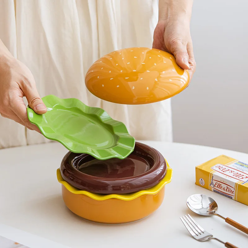 One-person burger modeling creative ceramic tableware gift-giving household dinner plate snack plate
