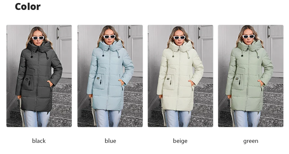 GASMAN 2024 Women Down Jacket Medium Classic zipper design Big Pocket Stand Collar Hooded Slim coat Women Parkas 83356