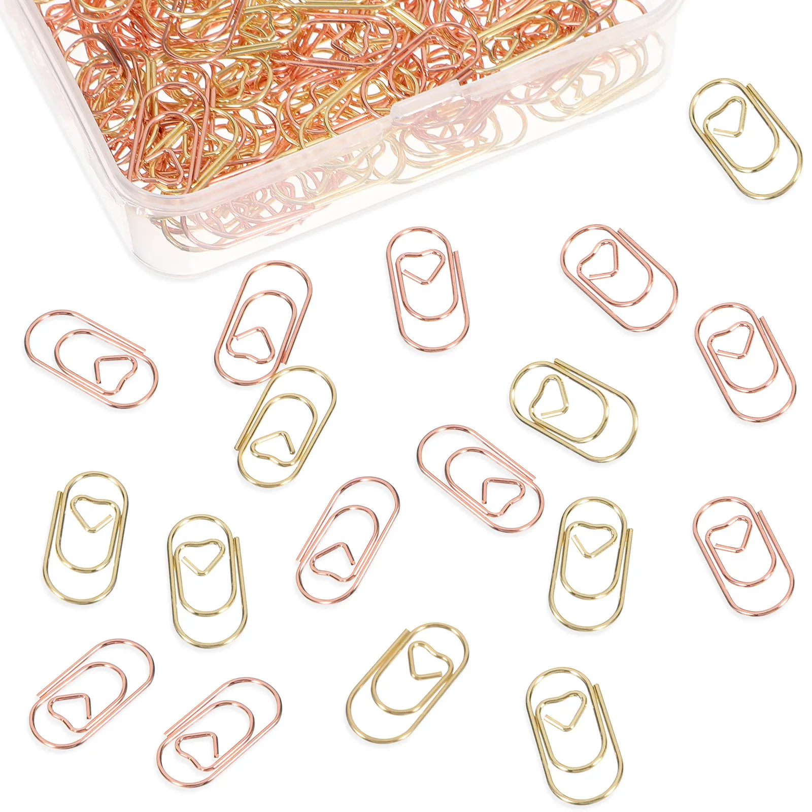 400Pcs 러브 하트 종이 클립 금속 문서 클립 파일 용 장식 사무용품 메모 사진 메모 티켓 학교
