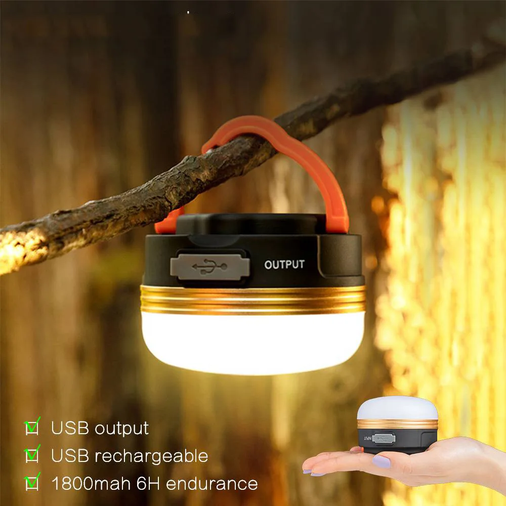 

LED Camping Lantern Tents lamp 1800mAh Portable Camping Lights Outdoor Hiking Night Hanging lamp USB Rechargeable