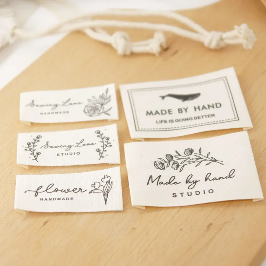 Этикетка ткани ручной работы из чистого хлопка: бирка тюльпана черного Кита, бирка камелии, аксессуары для шитья шарфа и свитера своими руками