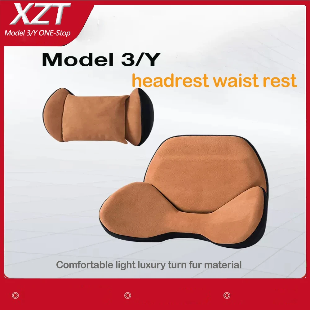

Seat Headrest Travel Rest Neck Pillow PU Leather Neck Pillow Memory Foam Pillows For Tesla Model 3/Y Car Accessories