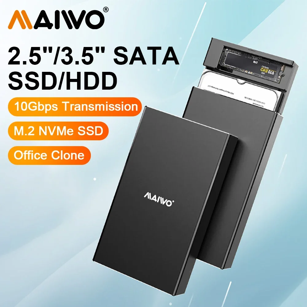 Maiwo-ssd Gabinete de Disco Rígido com Clone Case Hdd Externo Usb 3.0 M.2 Nvme Usb c 3.1 2.5 3.5