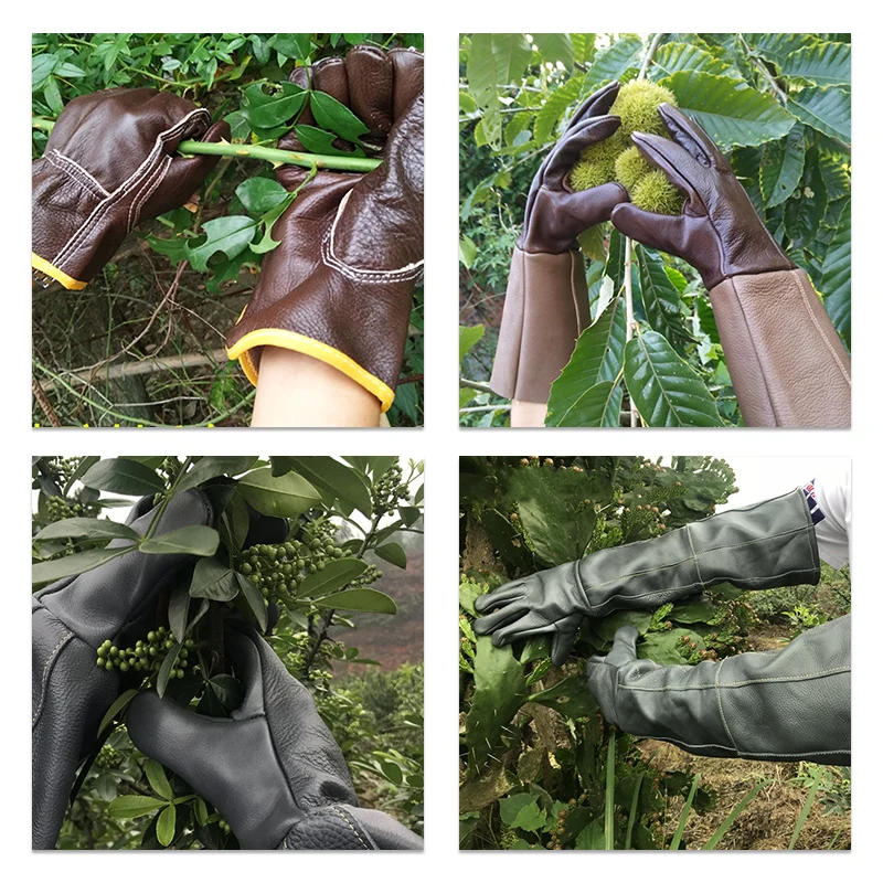 1 Pair Cowhide Fishing Gardening Gloves Professional Waterproof Thick Landscaping Flower Pruning Stab Resistant Hunting Gloves