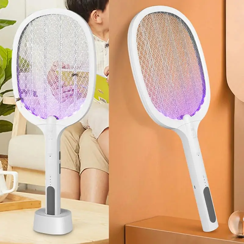 

2-in-1 Electric Fly Swatter Racket 1200mAh Battery USB Rechargeable Insect Killer Mosquito Racket Indoor Garden Camping Hiking