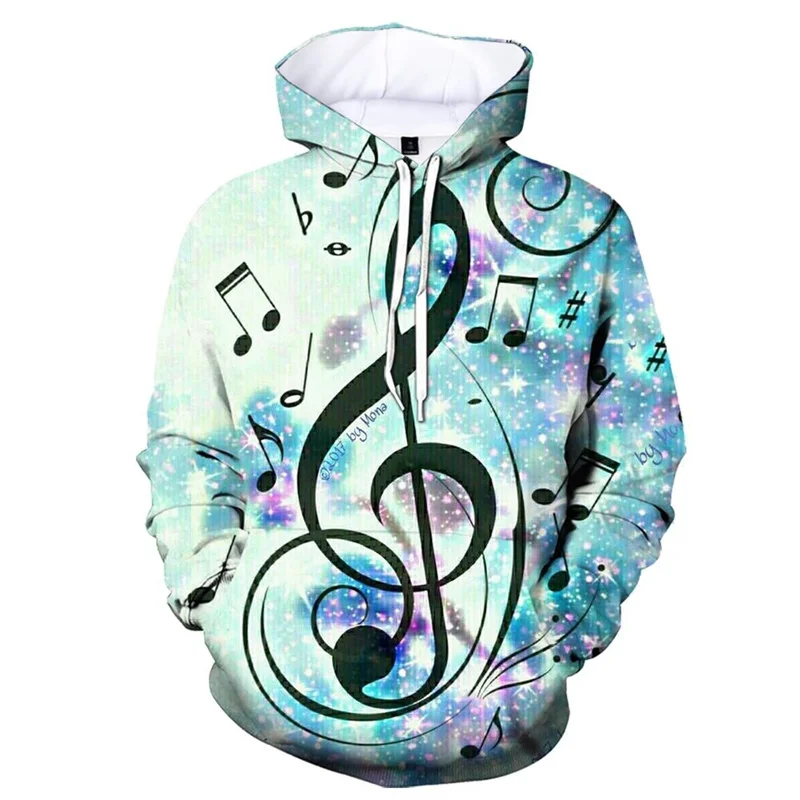 thumbnail image 1 of Sudadera con capucha con estampado 3D de notas musicales divertidas y novedosas para hombre, sudaderas de manga larga de otoño, camisetas casuales, suéteres, ropa, 1 of 4
