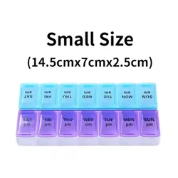 Compact Weekly 14 - Compartment Pill Organizer for Travel - Portable Medicine and Vitamin Storage Case (Small Size)