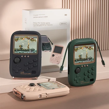 2023 휴대용 레트로 게임 콘솔 보조배터리, 6000mAh 용량, 3.2 인치 소프트 라이트 컬러 화면, 10000 + 게임 휴대용 게임기