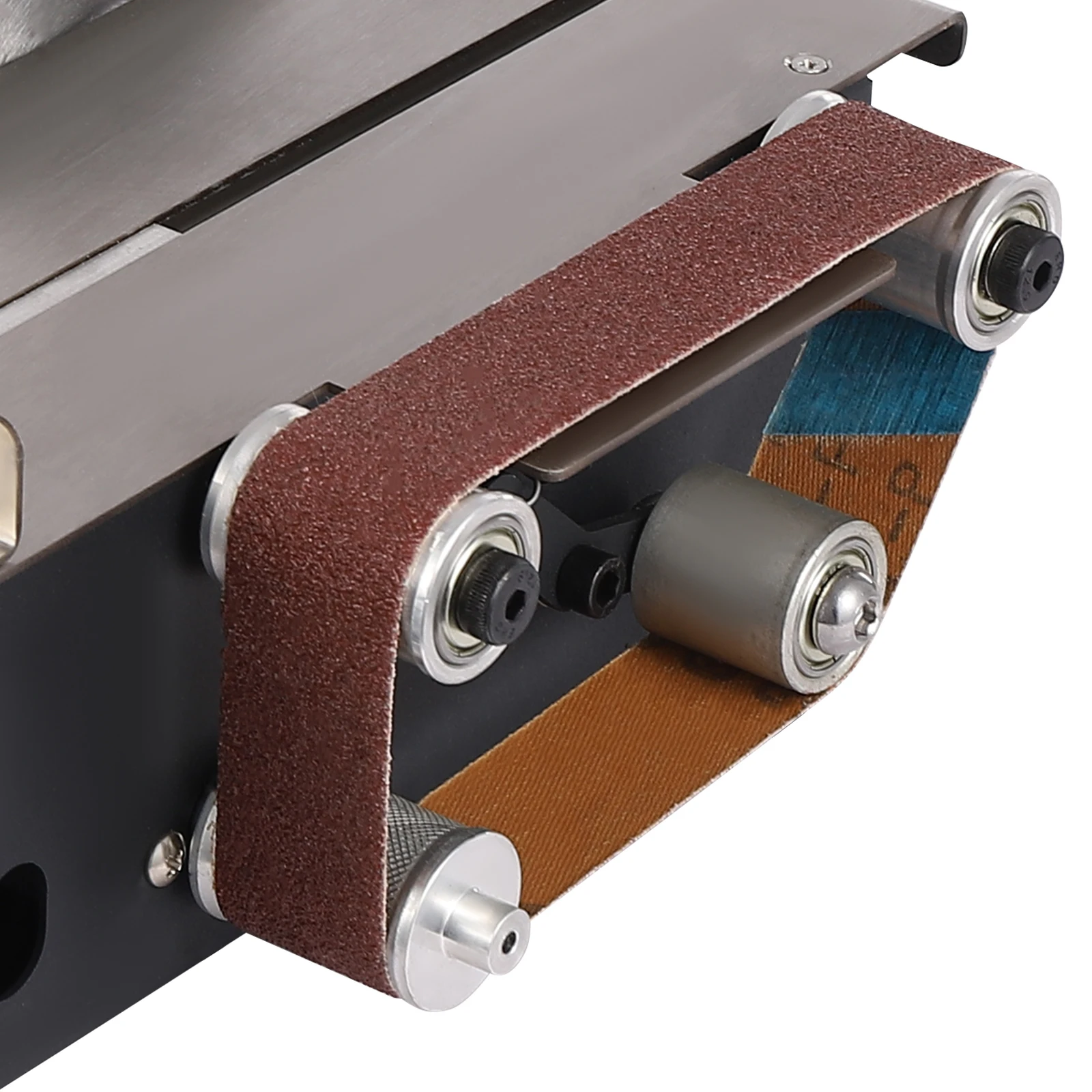 200W Mini-Tischsäge mit Bandschleifer, Multifunktionale Tischsäge, Mit 4 Sägeblättern, 10 Schleifbändern, Schutzblech, 1,3 Zoll Schnitttiefe – Detail 12