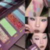 Gothic Pearlescent Purple Eyeshadow Palette 8-Color Oil Painting Style Matte Punk Metallic Green Smoked Makeup Eye Pigment