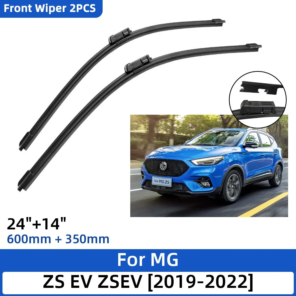 2PCS For MG ZS EV ZSEV 2019 2022 24"+14" Front Wiper Blades Windshield Windscreen Window Cutter
