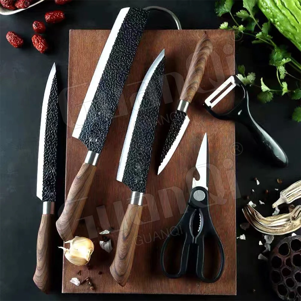 Topfeel Juego de 5 cuchillos de chef profesional, juego de cuchillos de  cocina alemanes de acero inoxidable de alto carbono alemán, juego de  cuchillos