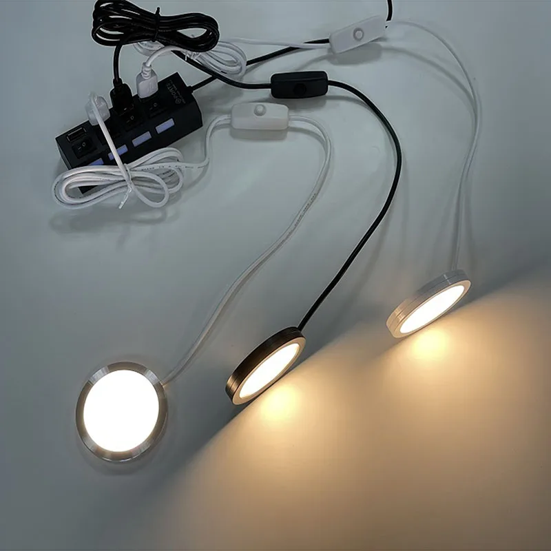 LED spotlight LED Spotlight Ultra-thin USB 5V LED cabinet mini Lamp with switch 3w jewelry display ceiling indoor downlight surfaced mounted