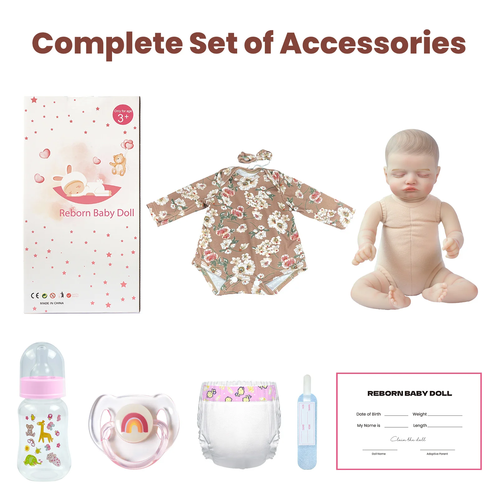 20" Sleeping Reborn Baby Doll – Soft Cloth Body with Feeding Toy 6