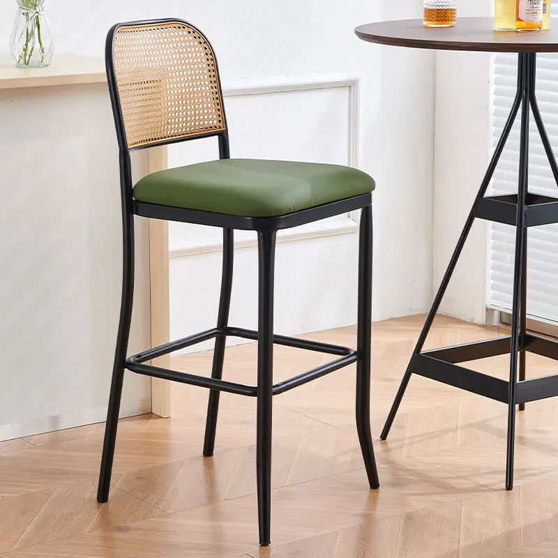 

Y-26 Y-27 Nordic light luxury bar chair bar Wrought iron bar stool custom rattan chair chair Milk tea shop front desk stool cros