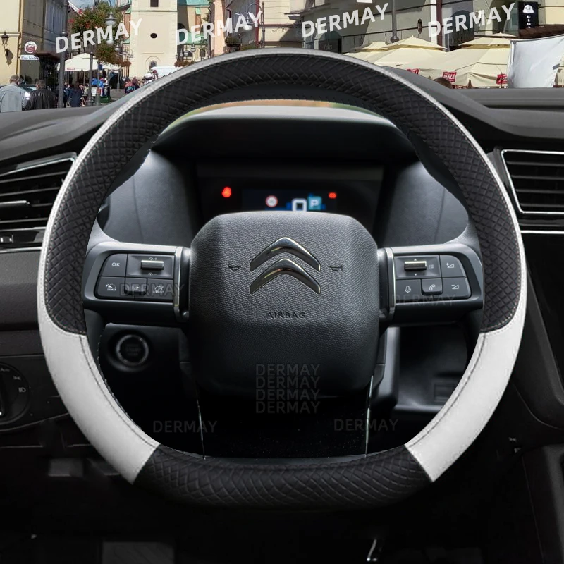 DERMAY Car Steering Wheel Cover PU Leather Non-slip Auto Accessories for Citroen C4 steering wheel cover