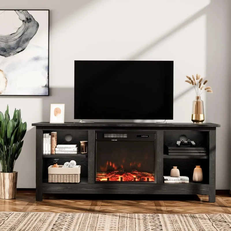 

Fireplace TV Stand for Televisions up to 65+ Inch, Media Entertainment Center Console Table with 26" Electric Fireplace